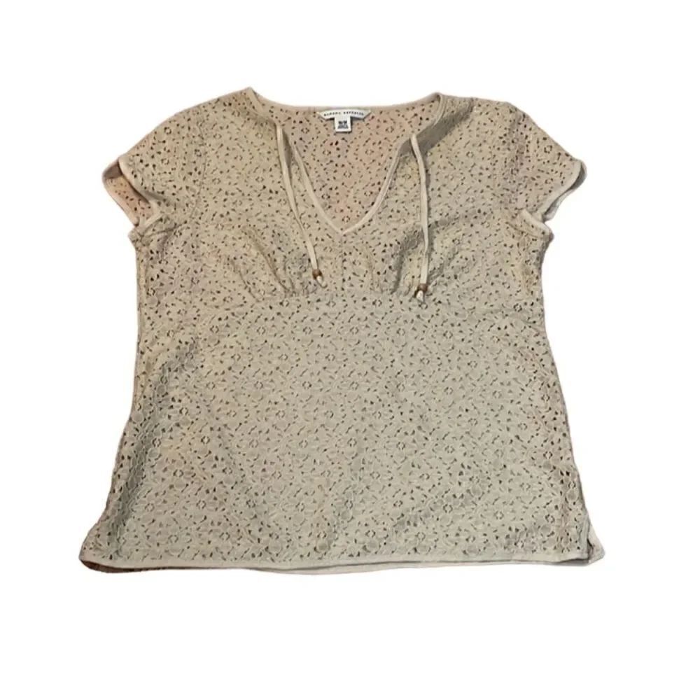 Banana Republic Eyelet Lace Top, beige blouse, cream, Medium